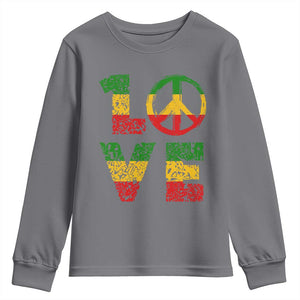 One Love Jamaica Youth Sweatshirt Reggae Music Peace Sign Rastafarian TS11 Charcoal Print Your Wear