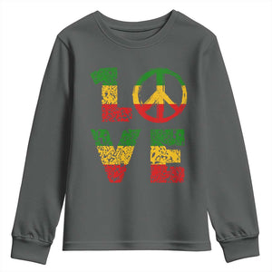 One Love Jamaica Youth Sweatshirt Reggae Music Peace Sign Rastafarian TS11 Dark Heather Print Your Wear