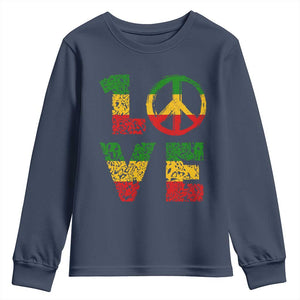 One Love Jamaica Youth Sweatshirt Reggae Music Peace Sign Rastafarian TS11 Navy Print Your Wear