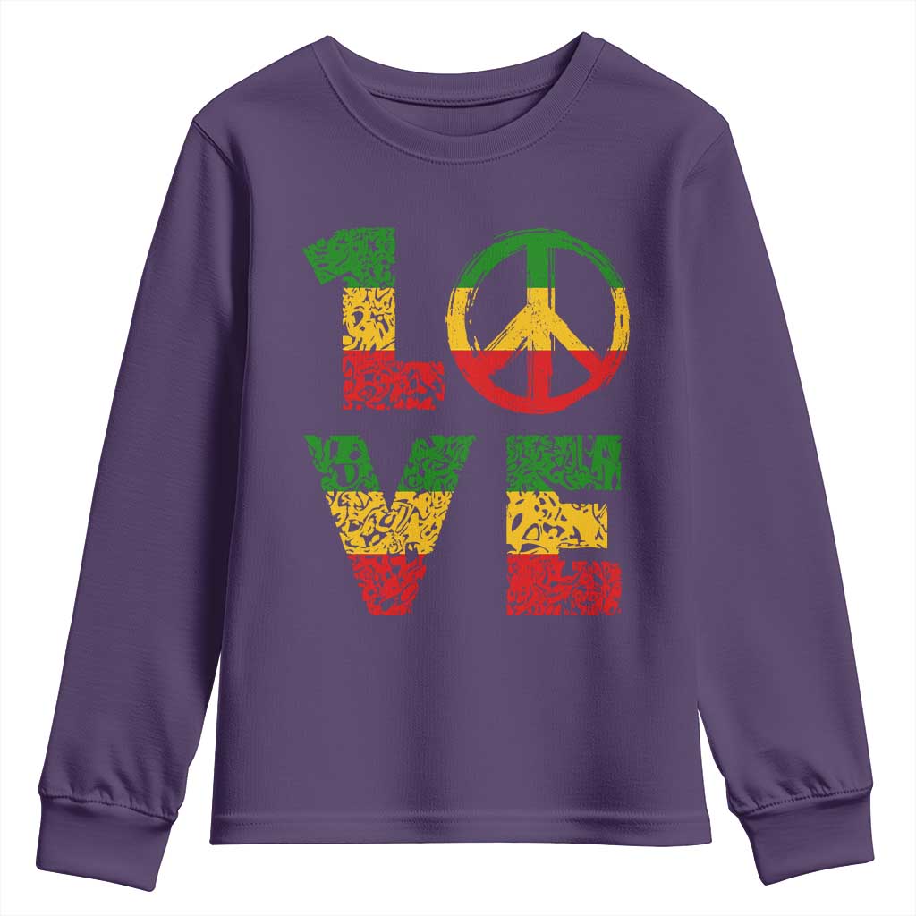 One Love Jamaica Youth Sweatshirt Reggae Music Peace Sign Rastafarian TS11 Purple Print Your Wear