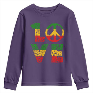 One Love Jamaica Youth Sweatshirt Reggae Music Peace Sign Rastafarian TS11 Purple Print Your Wear