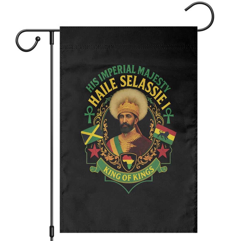 Haile Selassie Garden Flag King Of Kings His Imperial Majesty Rastafari Flag TS11 Black Print Your Wear