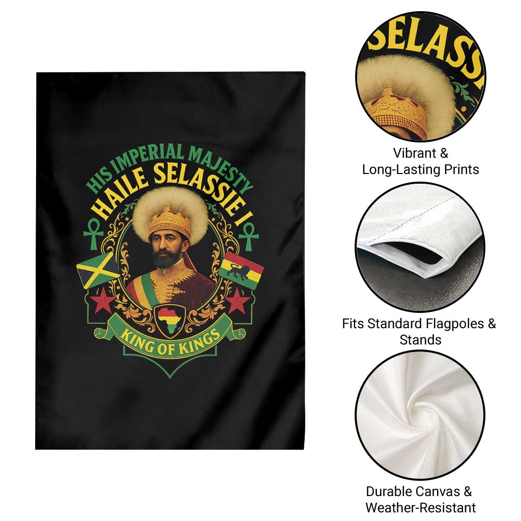 Haile Selassie Garden Flag King Of Kings His Imperial Majesty Rastafari Flag TS11 Print Your Wear