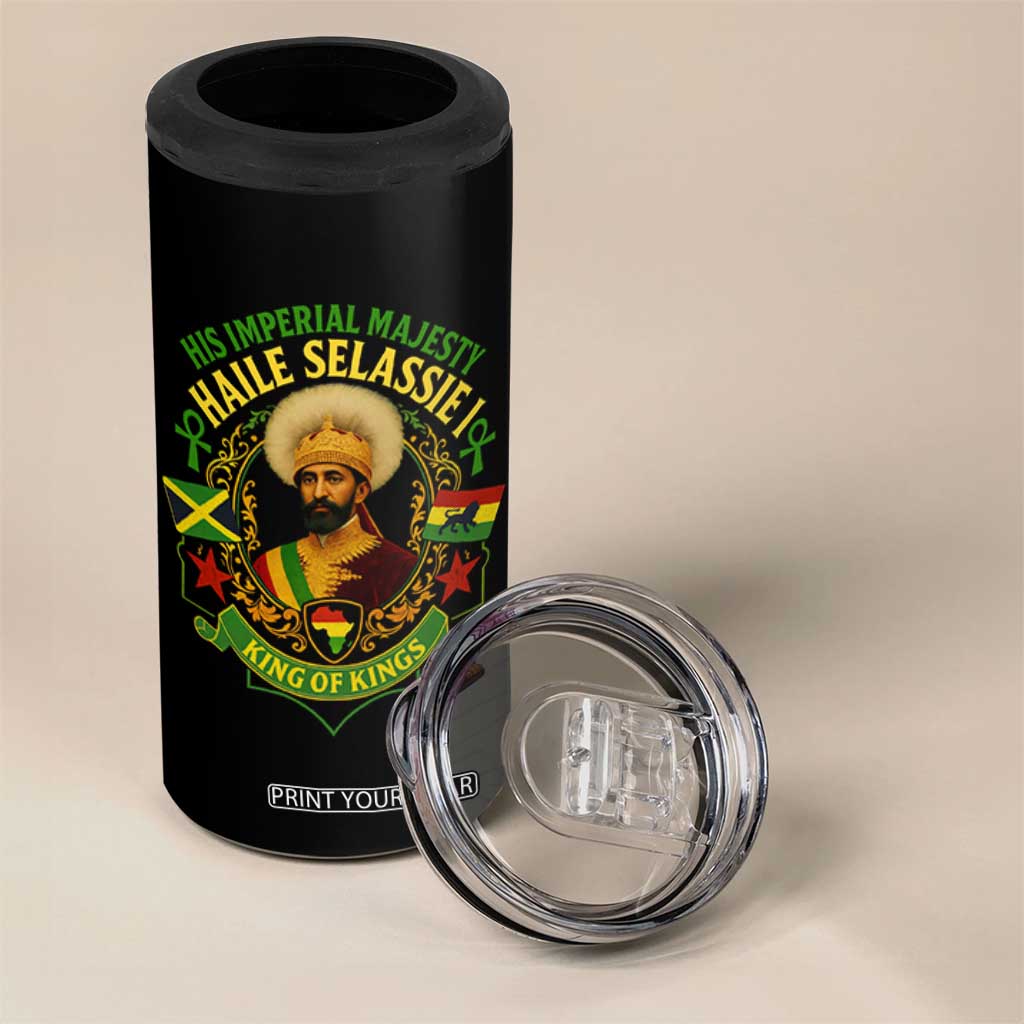 Haile Selassie 4 in 1 Can Cooler Tumbler King Of Kings His Imperial Majesty Rastafari Flag TS11 Print Your Wear