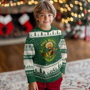 Haile Selassie Ugly Christmas Sweater King Of Kings His Imperial Majesty Rastafari Flag TS11 Forest Green Beige Print Your Wear