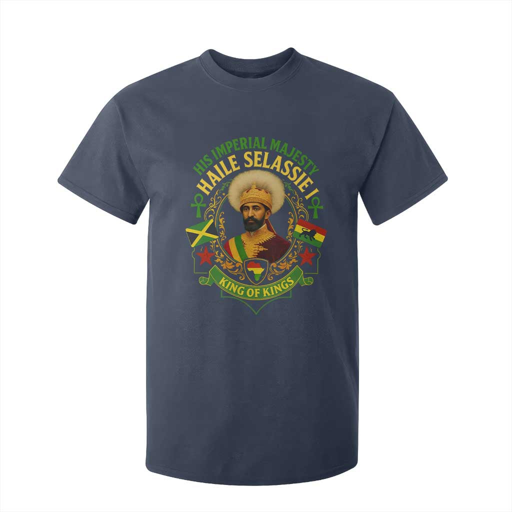 Haile Selassie T Shirt For Kid King Of Kings His Imperial Majesty Rastafari Flag TS11 Navy Print Your Wear