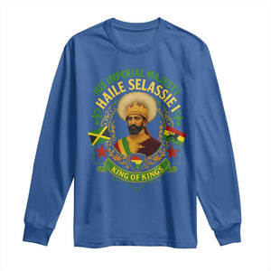 Haile Selassie Long Sleeve Shirt King Of Kings His Imperial Majesty Rastafari Flag TS11 Royal Blue Print Your Wear