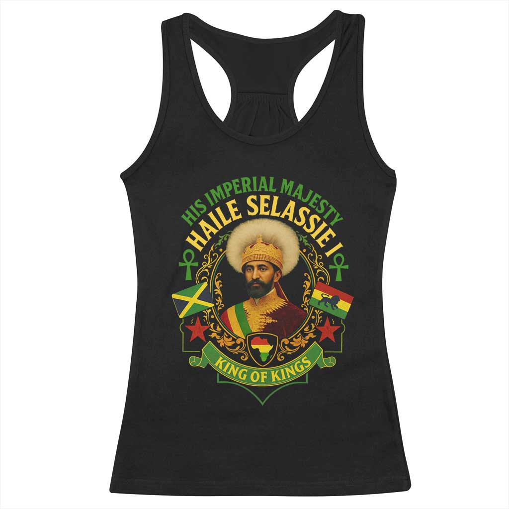 Haile Selassie Racerback Tank Top King Of Kings His Imperial Majesty Rastafari Flag TS11 Black Print Your Wear
