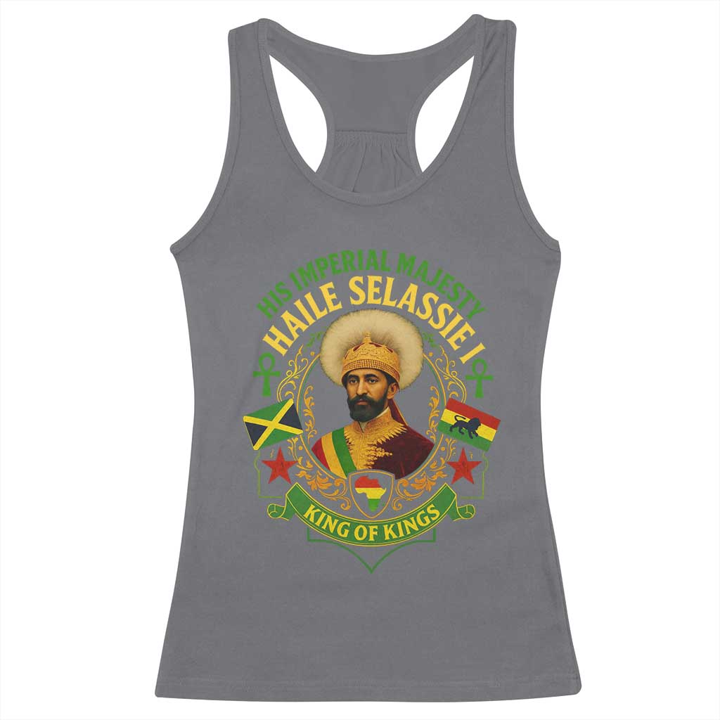 Haile Selassie Racerback Tank Top King Of Kings His Imperial Majesty Rastafari Flag TS11 Charcoal Print Your Wear