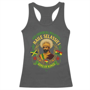 Haile Selassie Racerback Tank Top King Of Kings His Imperial Majesty Rastafari Flag TS11 Dark Heather Print Your Wear