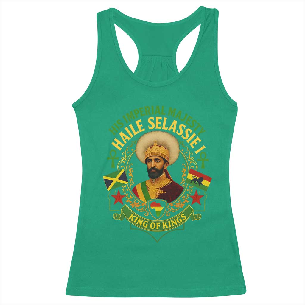 Haile Selassie Racerback Tank Top King Of Kings His Imperial Majesty Rastafari Flag TS11 Irish Green Print Your Wear