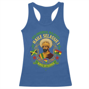 Haile Selassie Racerback Tank Top King Of Kings His Imperial Majesty Rastafari Flag TS11 Royal Blue Print Your Wear