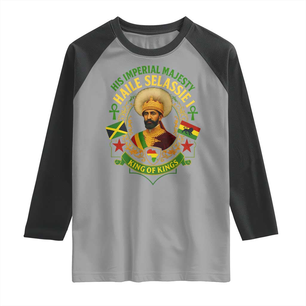 Haile Selassie Raglan Shirt King Of Kings His Imperial Majesty Rastafari Flag TS11 Sport Gray Black Print Your Wear