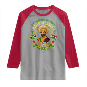 Haile Selassie Raglan Shirt King Of Kings His Imperial Majesty Rastafari Flag TS11 Sport Gray Red Print Your Wear