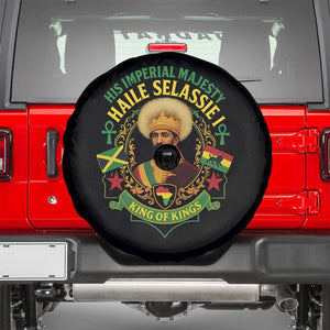 Haile Selassie Spare Tire Cover King Of Kings His Imperial Majesty Rastafari Flag TS11 Black Print Your Wear