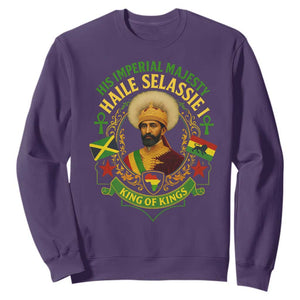 Haile Selassie Sweatshirt King Of Kings His Imperial Majesty Rastafari Flag TS11 Purple Print Your Wear