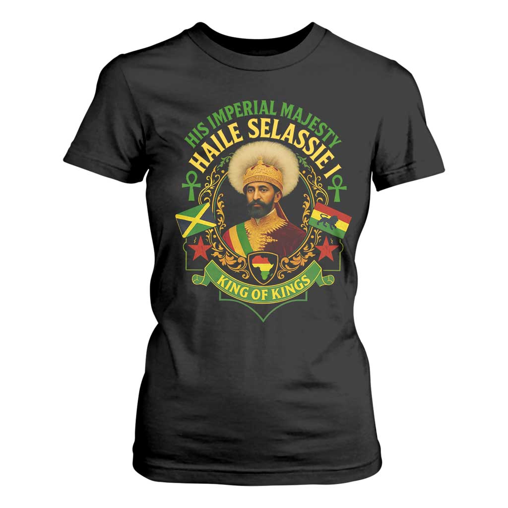 Haile Selassie T Shirt For Women King Of Kings His Imperial Majesty Rastafari Flag TS11 Black Print Your Wear