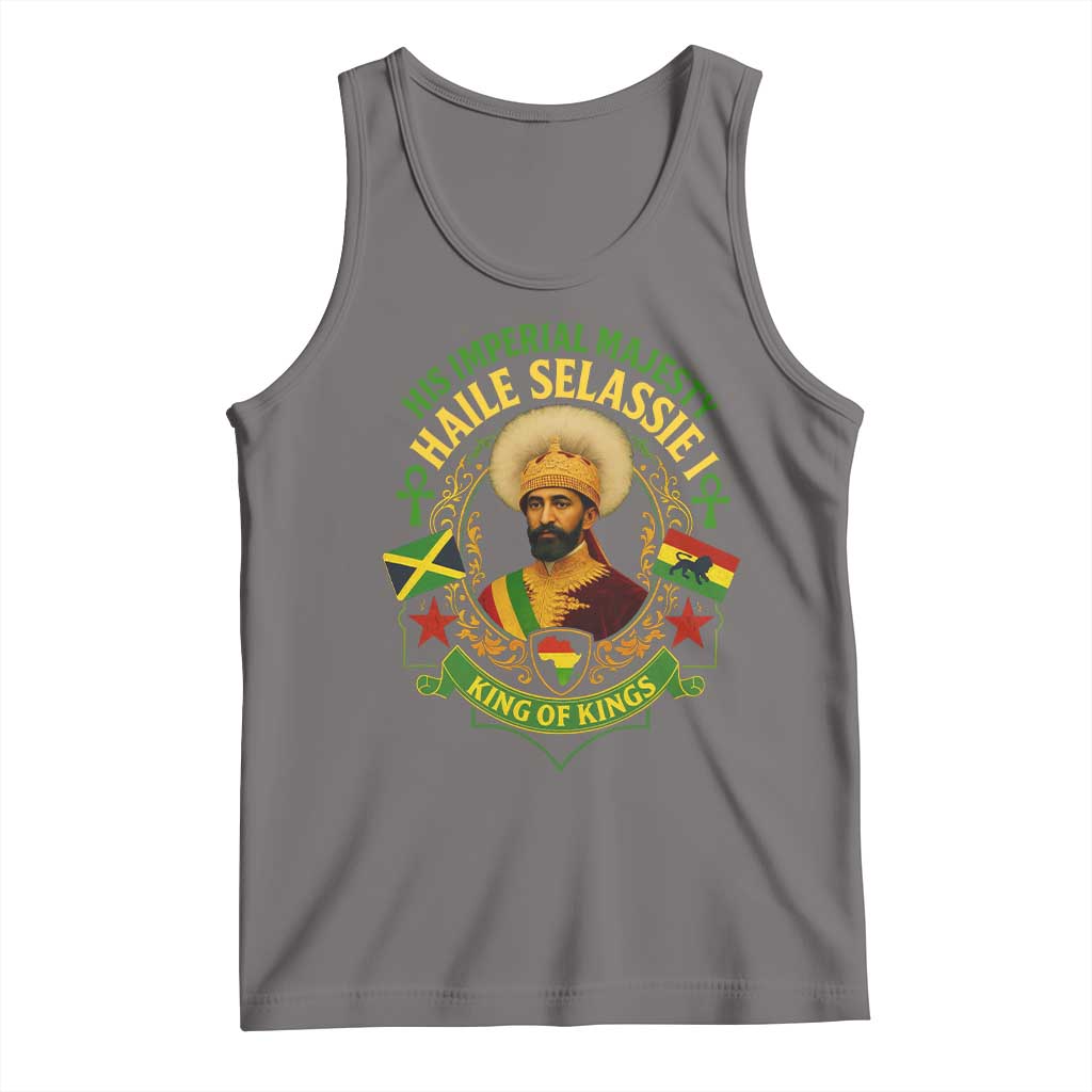 Haile Selassie Tank Top King Of Kings His Imperial Majesty Rastafari Flag TS11 Deep Heather Print Your Wear