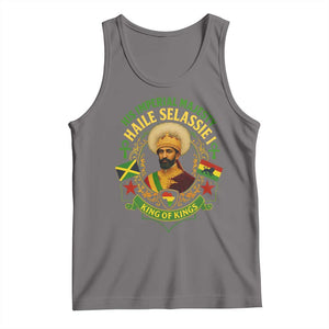 Haile Selassie Tank Top King Of Kings His Imperial Majesty Rastafari Flag TS11 Deep Heather Print Your Wear