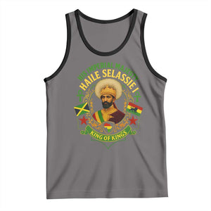 Haile Selassie Tank Top King Of Kings His Imperial Majesty Rastafari Flag TS11 Deep Heather Black Print Your Wear