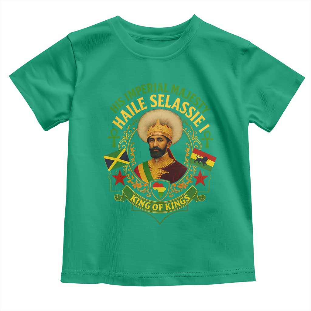 Haile Selassie Toddler T Shirt King Of Kings His Imperial Majesty Rastafari Flag TS11 Irish Green Print Your Wear