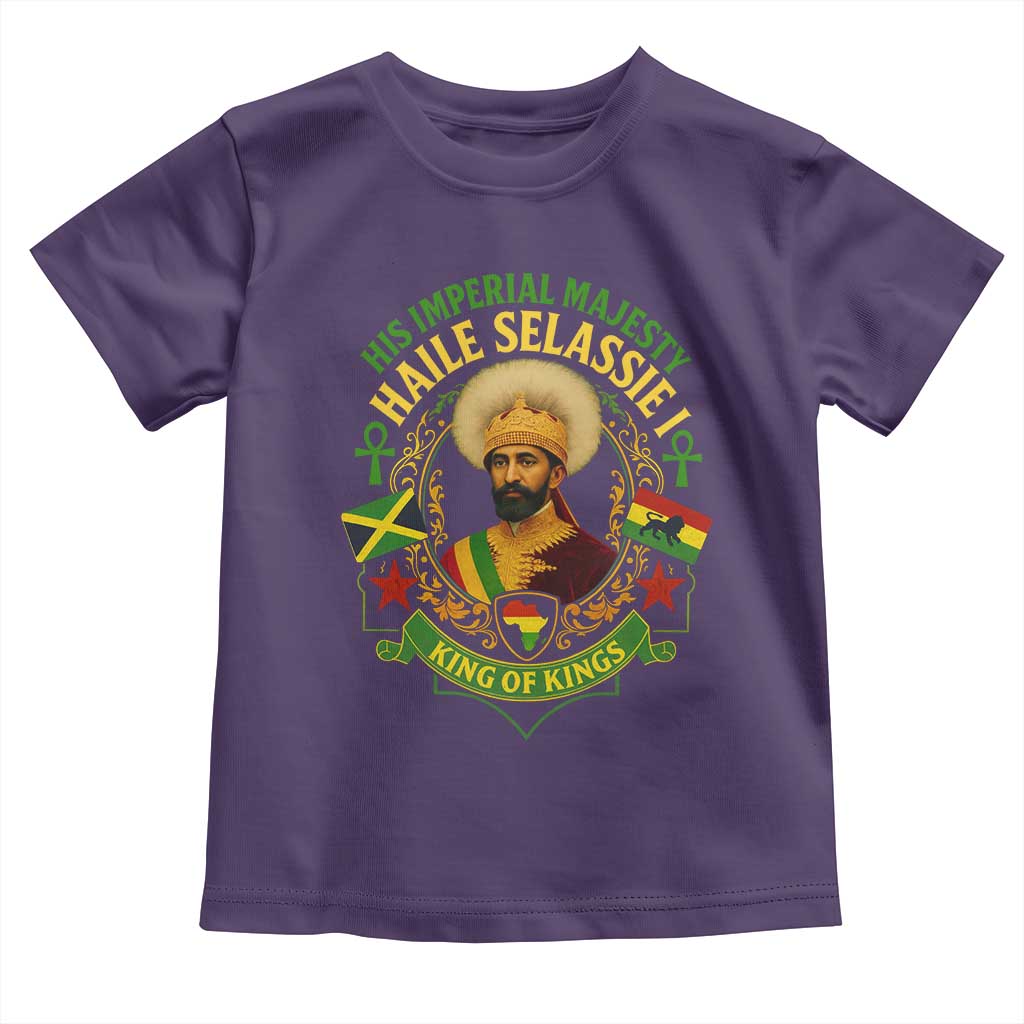Haile Selassie Toddler T Shirt King Of Kings His Imperial Majesty Rastafari Flag TS11 Purple Print Your Wear