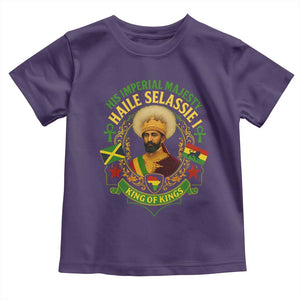 Haile Selassie Toddler T Shirt King Of Kings His Imperial Majesty Rastafari Flag TS11 Purple Print Your Wear