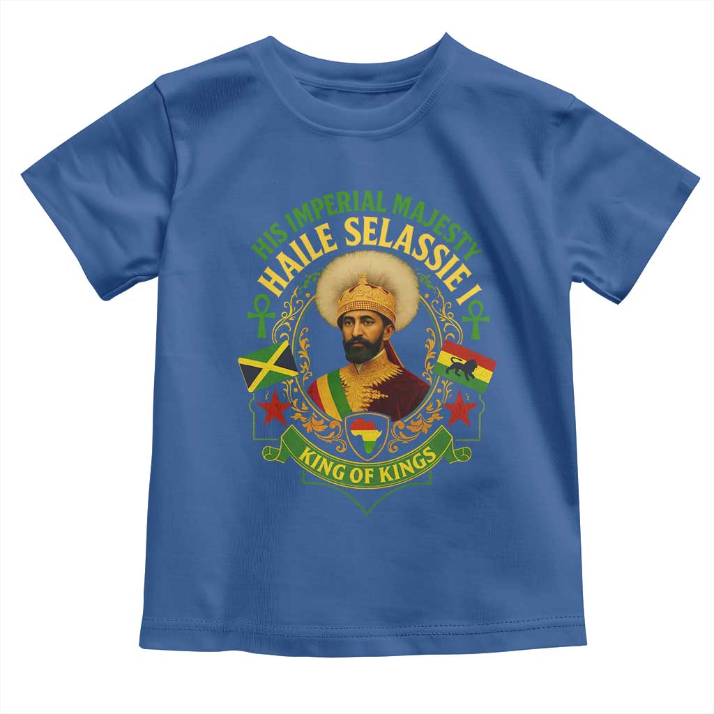 Haile Selassie Toddler T Shirt King Of Kings His Imperial Majesty Rastafari Flag TS11 Royal Blue Print Your Wear