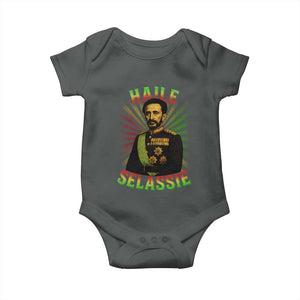 Emperor Haile Selassie Baby Onesie Ras Tafari His Imperial Majesty Jamaican TS11 Dark Heather Print Your Wear