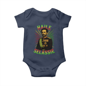 Emperor Haile Selassie Baby Onesie Ras Tafari His Imperial Majesty Jamaican TS11 Navy Print Your Wear