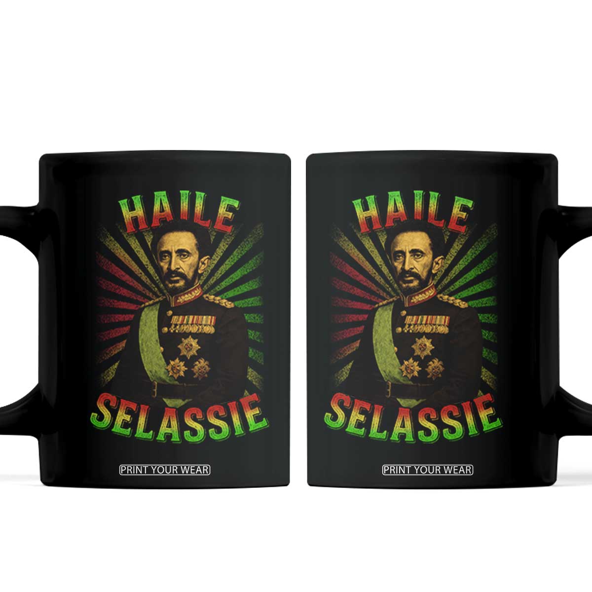 Emperor Haile Selassie Coffee Mug Ras Tafari His Imperial Majesty Jamaican TS11 Black Print Your Wear