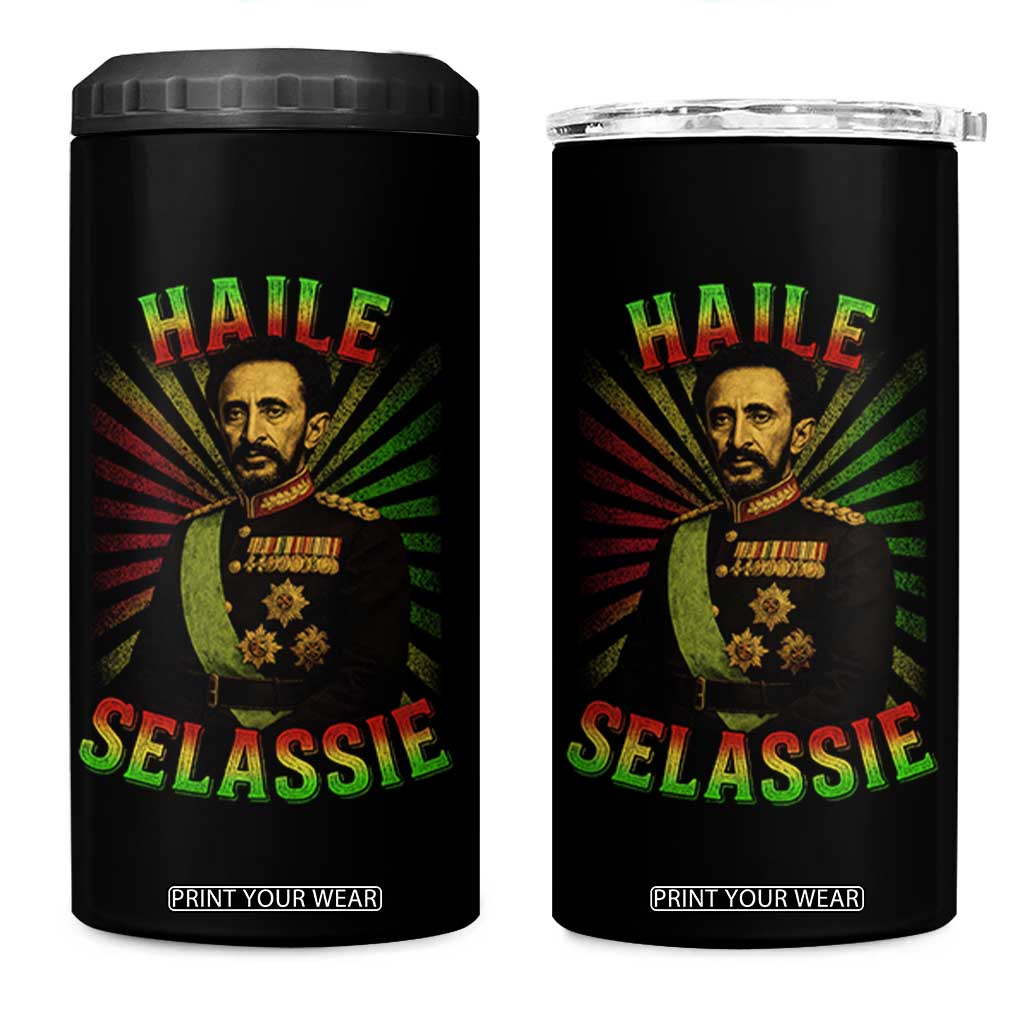 Emperor Haile Selassie 4 in 1 Can Cooler Tumbler Ras Tafari His Imperial Majesty Jamaican TS11 One Size: 16 oz Black Print Your Wear
