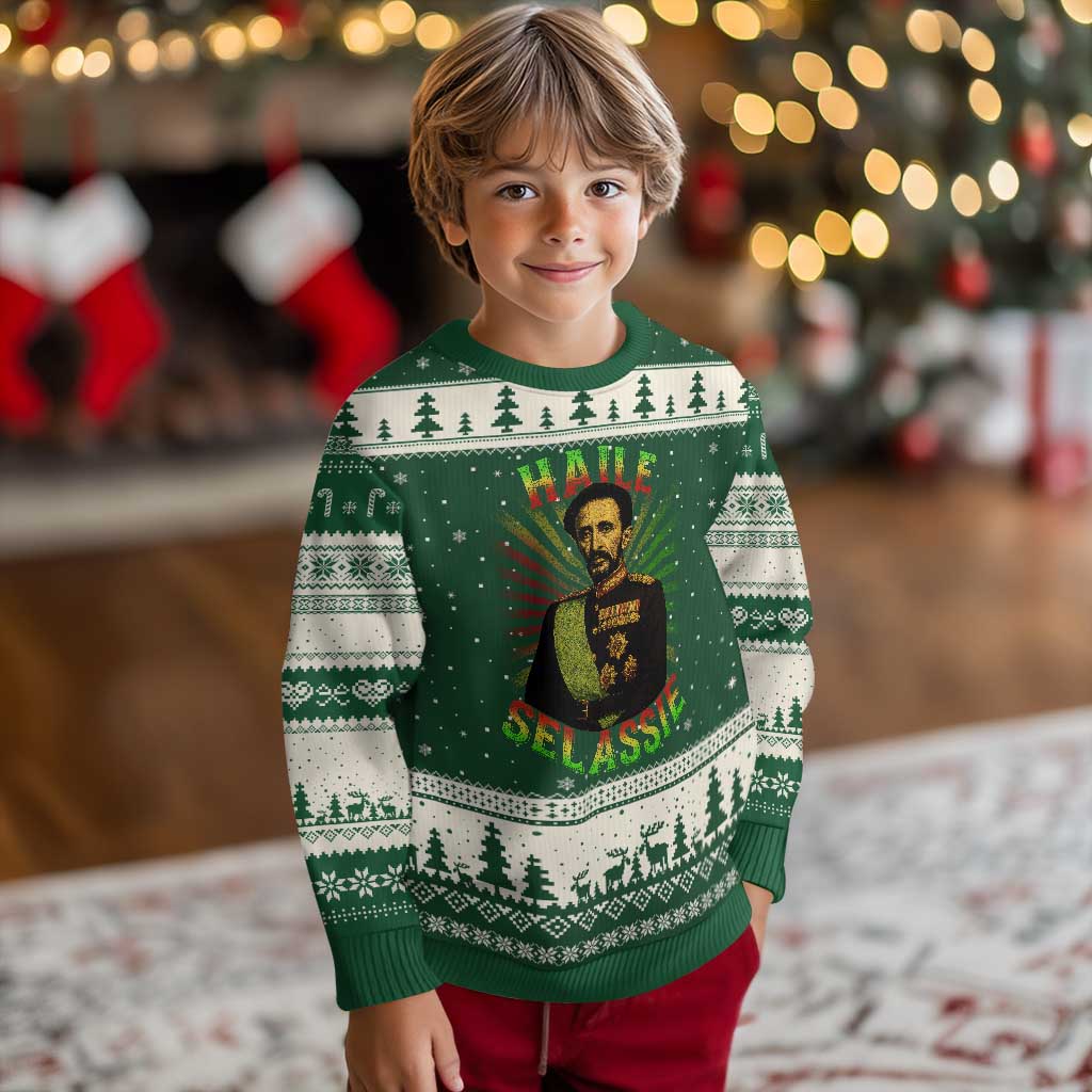Emperor Haile Selassie Ugly Christmas Sweater Ras Tafari His Imperial Majesty Jamaican TS11 Forest Green Beige Print Your Wear