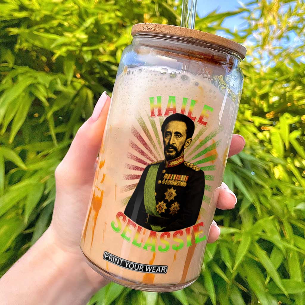Emperor Haile Selassie Glass Can Ras Tafari His Imperial Majesty Jamaican TS11 Black Print Your Wear