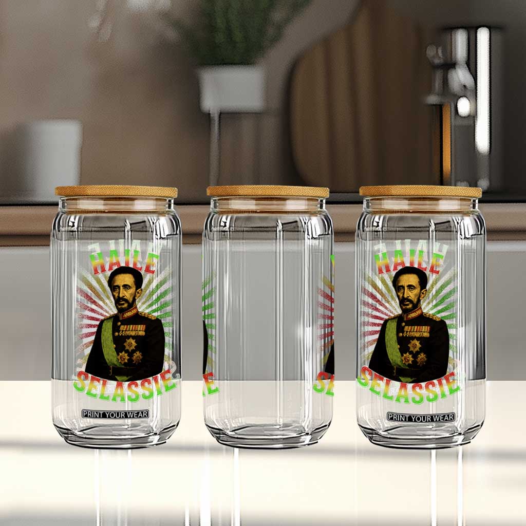 Emperor Haile Selassie Glass Can Ras Tafari His Imperial Majesty Jamaican TS11 Print Your Wear