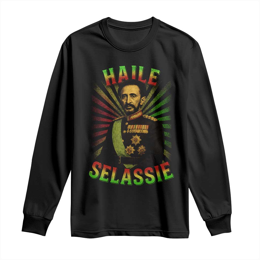 Emperor Haile Selassie Long Sleeve Shirt Ras Tafari His Imperial Majesty Jamaican TS11 Black Print Your Wear
