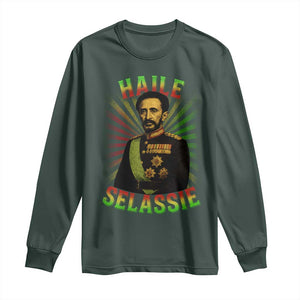 Emperor Haile Selassie Long Sleeve Shirt Ras Tafari His Imperial Majesty Jamaican TS11 Dark Forest Green Print Your Wear