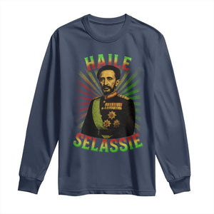 Emperor Haile Selassie Long Sleeve Shirt Ras Tafari His Imperial Majesty Jamaican TS11 Navy Print Your Wear