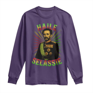 Emperor Haile Selassie Long Sleeve Shirt Ras Tafari His Imperial Majesty Jamaican TS11 Purple Print Your Wear