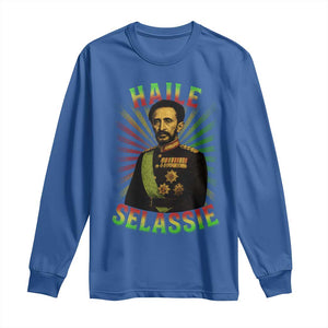 Emperor Haile Selassie Long Sleeve Shirt Ras Tafari His Imperial Majesty Jamaican TS11 Royal Blue Print Your Wear