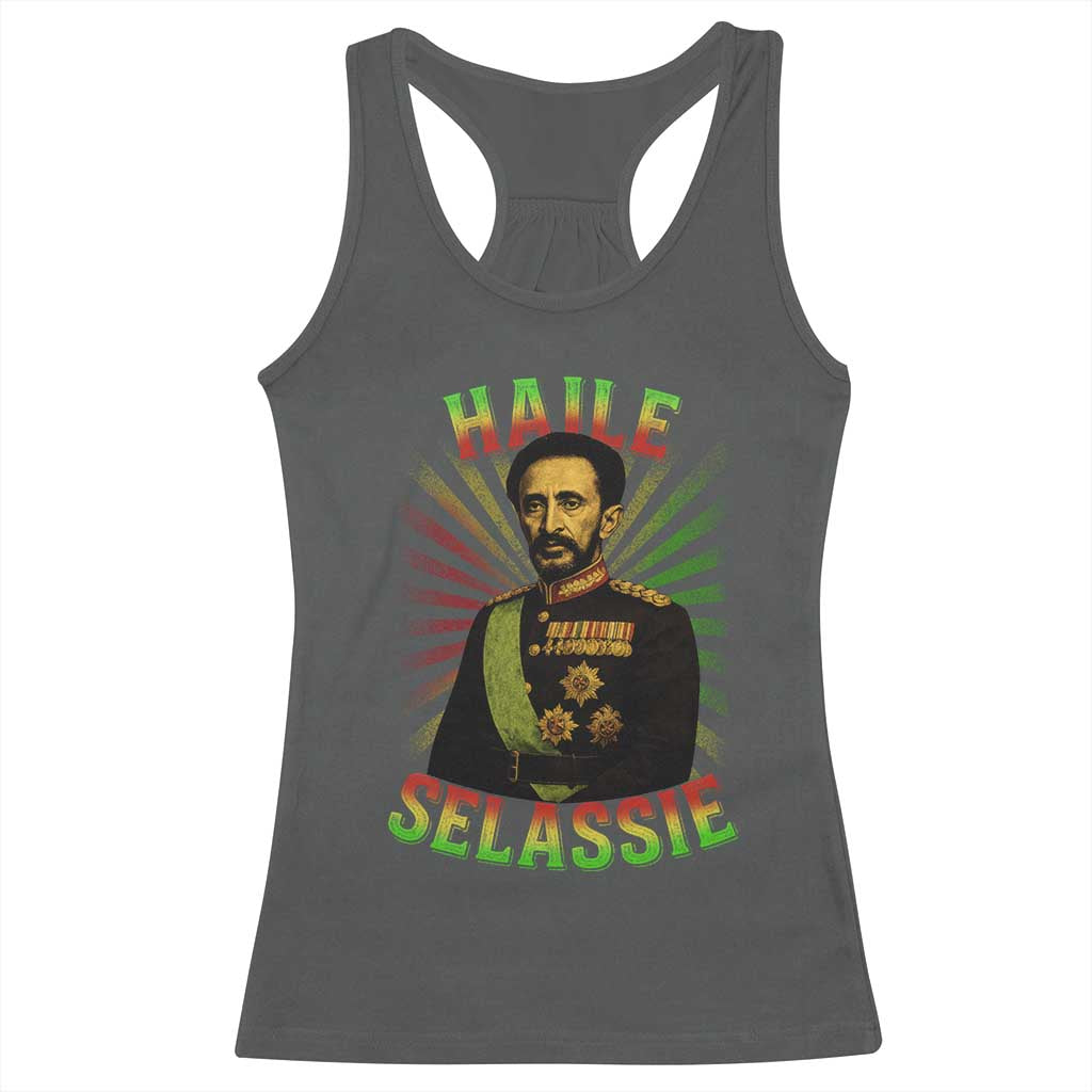 Emperor Haile Selassie Racerback Tank Top Ras Tafari His Imperial Majesty Jamaican TS11 Dark Heather Print Your Wear