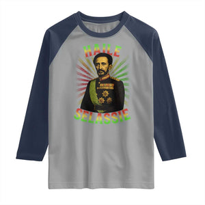 Emperor Haile Selassie Raglan Shirt Ras Tafari His Imperial Majesty Jamaican TS11 Sport Gray Navy Print Your Wear