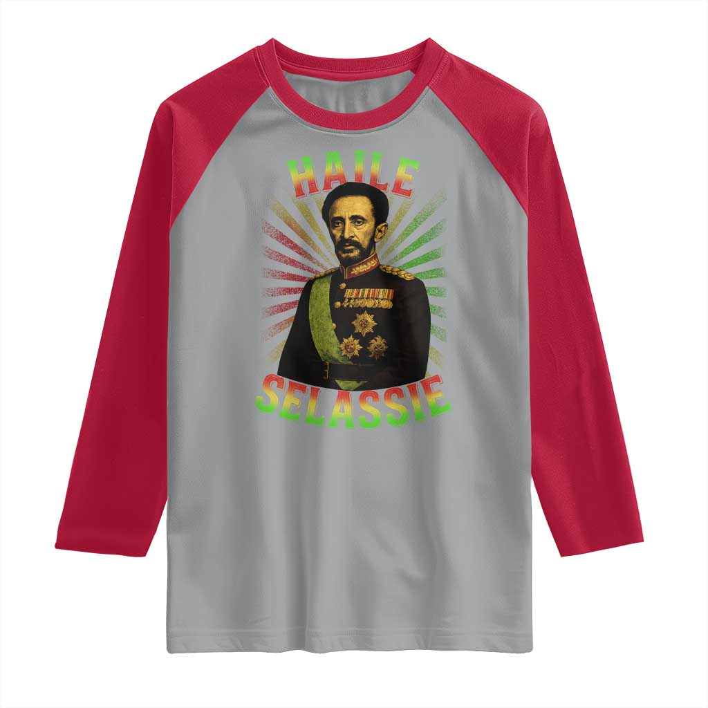 Emperor Haile Selassie Raglan Shirt Ras Tafari His Imperial Majesty Jamaican TS11 Sport Gray Red Print Your Wear