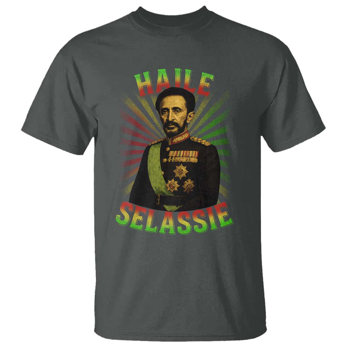 Emperor Haile Selassie T Shirt Ras Tafari His Imperial Majesty Jamaican TS11 Dark Heather Print Your Wear