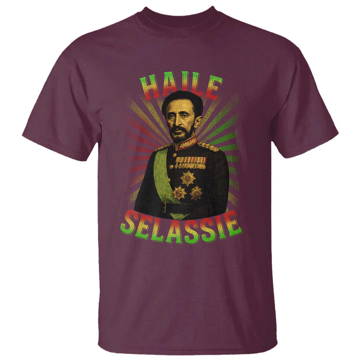 Emperor Haile Selassie T Shirt Ras Tafari His Imperial Majesty Jamaican TS11 Maroon Print Your Wear