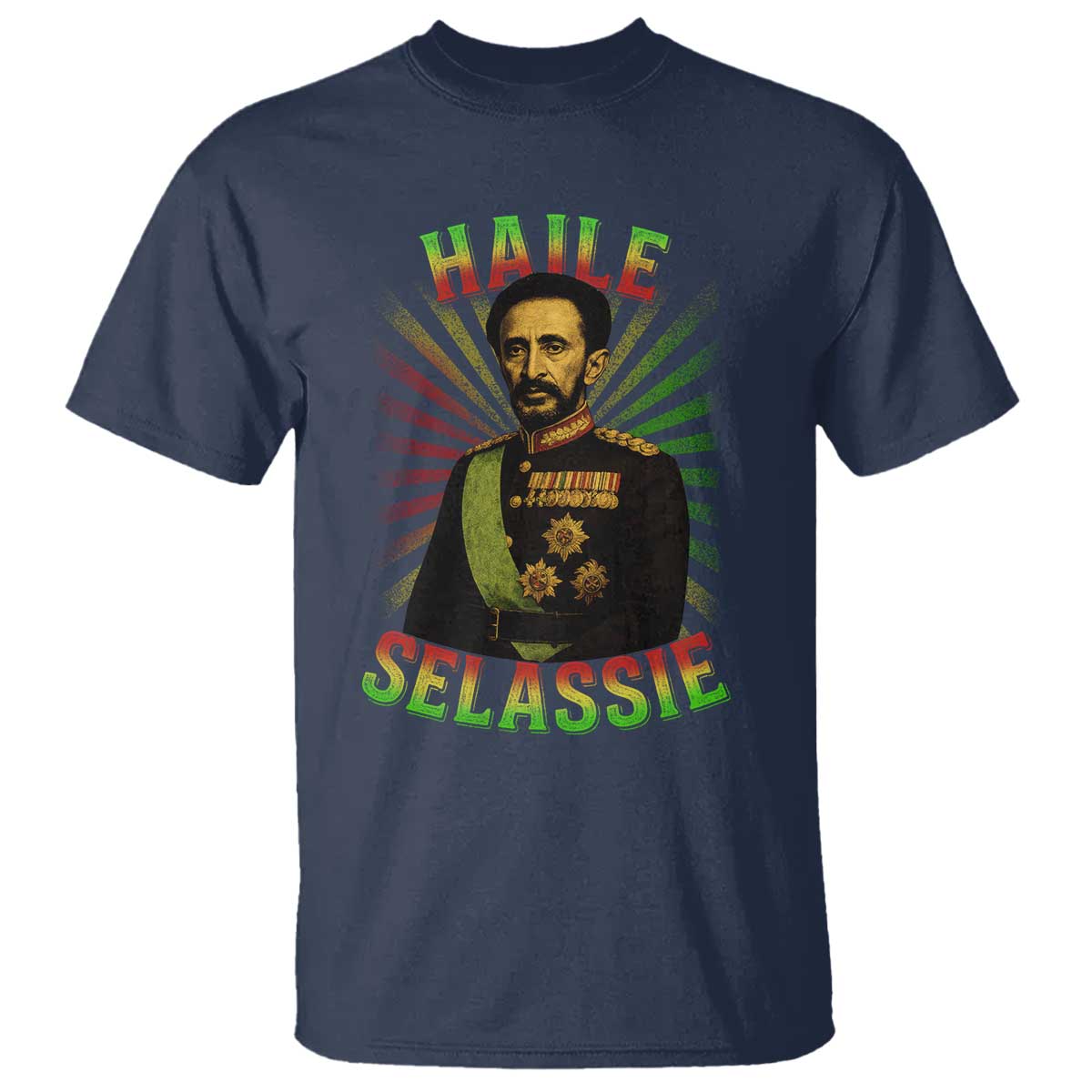 Emperor Haile Selassie T Shirt Ras Tafari His Imperial Majesty Jamaican TS11 Navy Print Your Wear