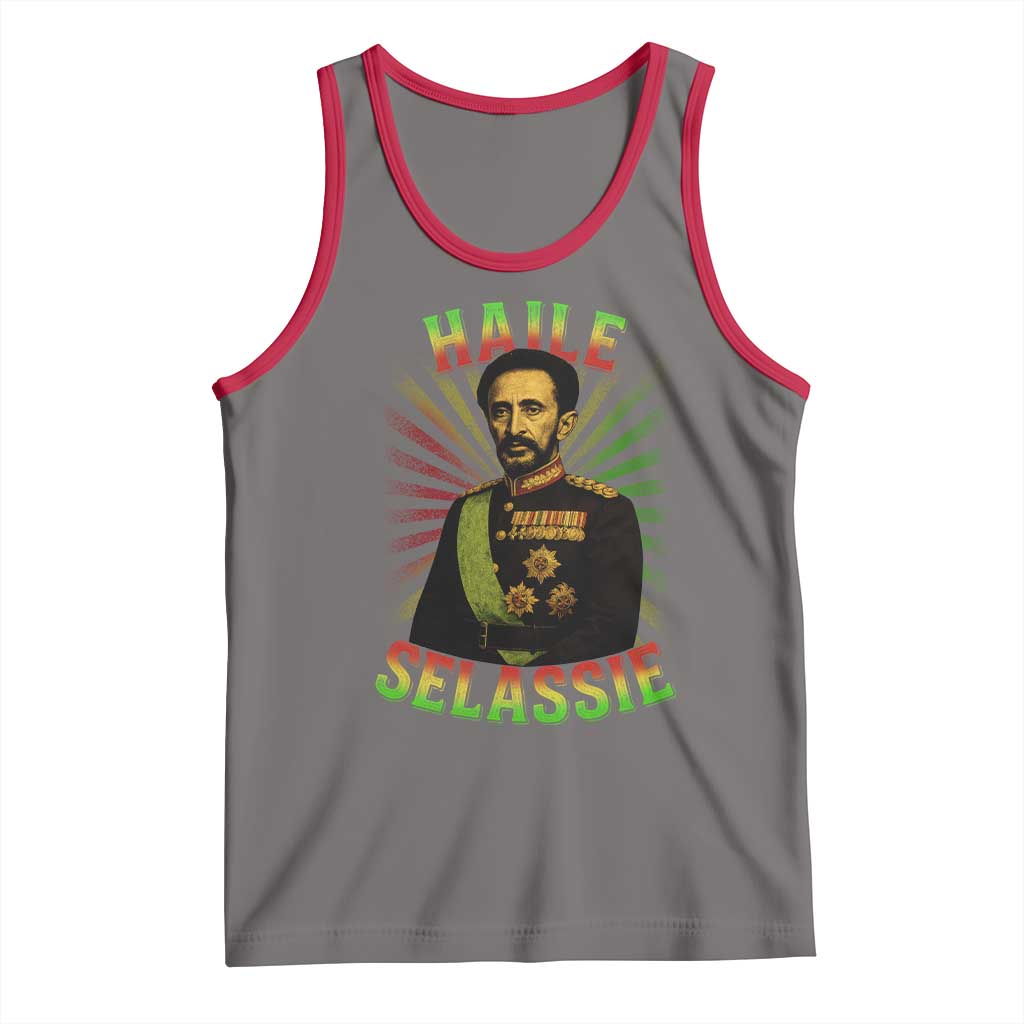 Emperor Haile Selassie Tank Top Ras Tafari His Imperial Majesty Jamaican TS11 Deep Heather Red Print Your Wear
