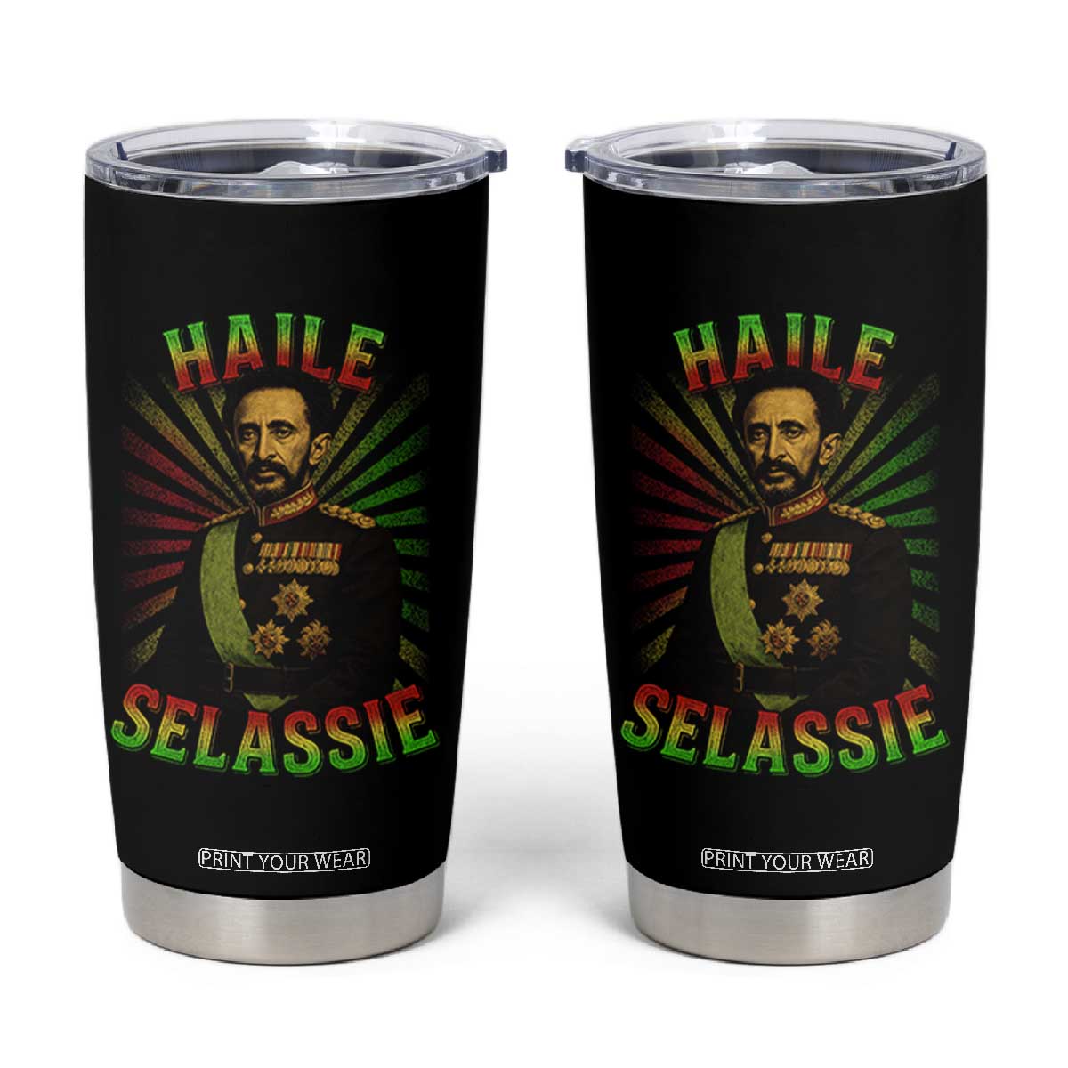 Emperor Haile Selassie Tumbler Cup Ras Tafari His Imperial Majesty Jamaican TS11 Black Print Your Wear