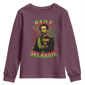 Emperor Haile Selassie Youth Sweatshirt Ras Tafari His Imperial Majesty Jamaican TS11 Maroon Print Your Wear