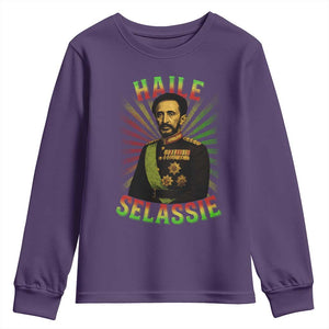 Emperor Haile Selassie Youth Sweatshirt Ras Tafari His Imperial Majesty Jamaican TS11 Purple Print Your Wear